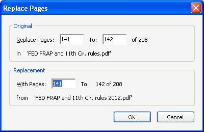 Screen Capture of Replace Pages Dialog