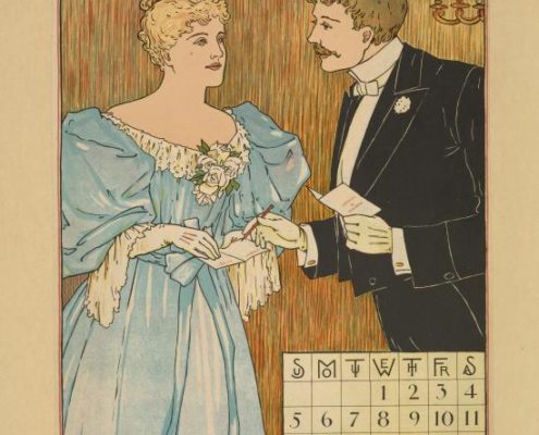 An historic image from a calendar for the month of January